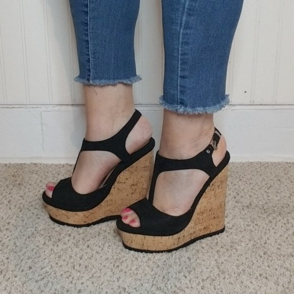 black cork platform shoes very cute and comfortable size 6 - Picture 6 of 16